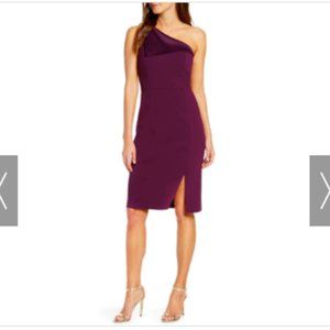 Vince Camuto One Shoulder Crepe Sheath Dress Plum